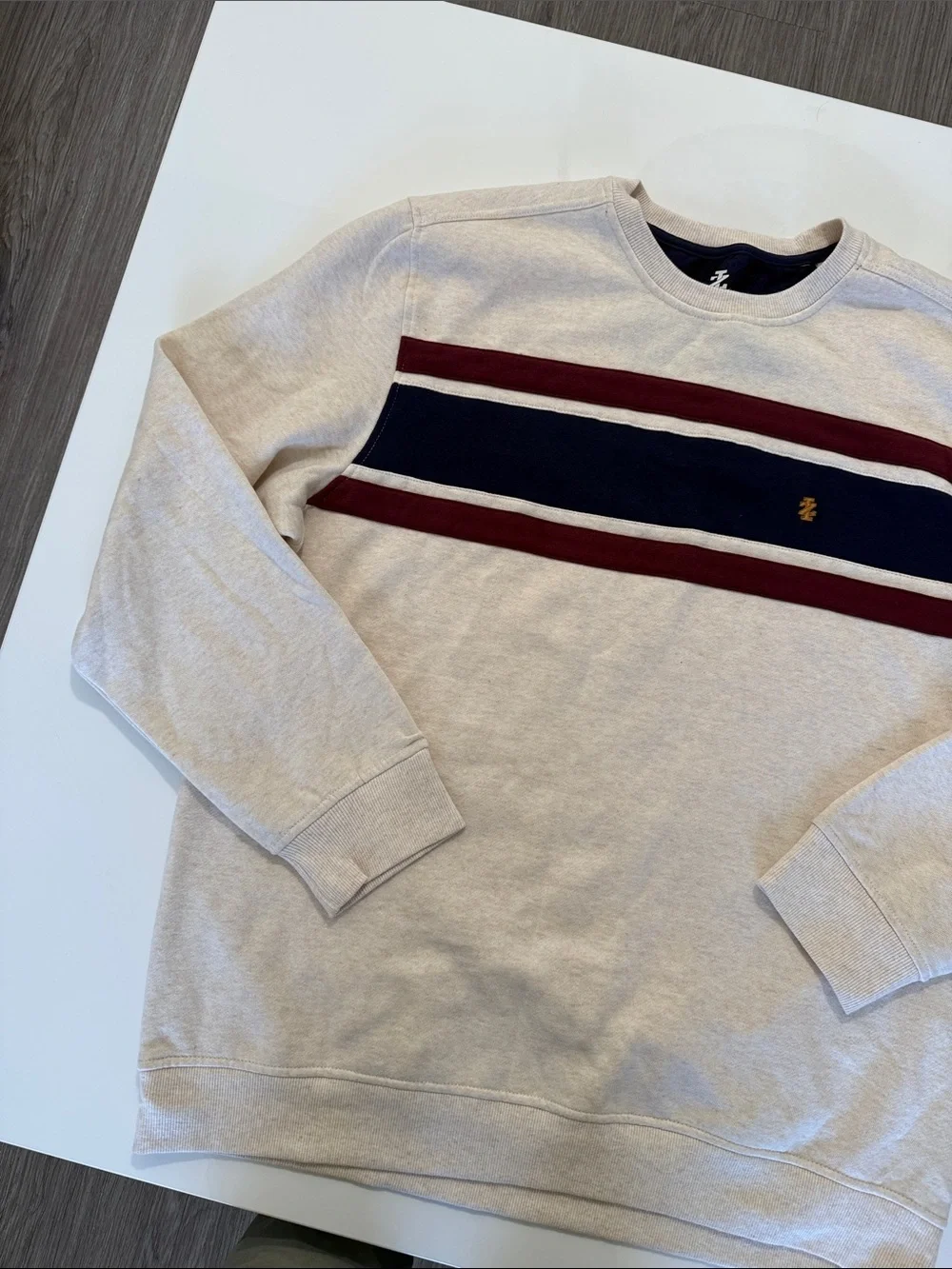 IZOD Men’s Sportwear Fleece Crewneck Pullover Colorblock Ribbed Neck Hem Sz XL